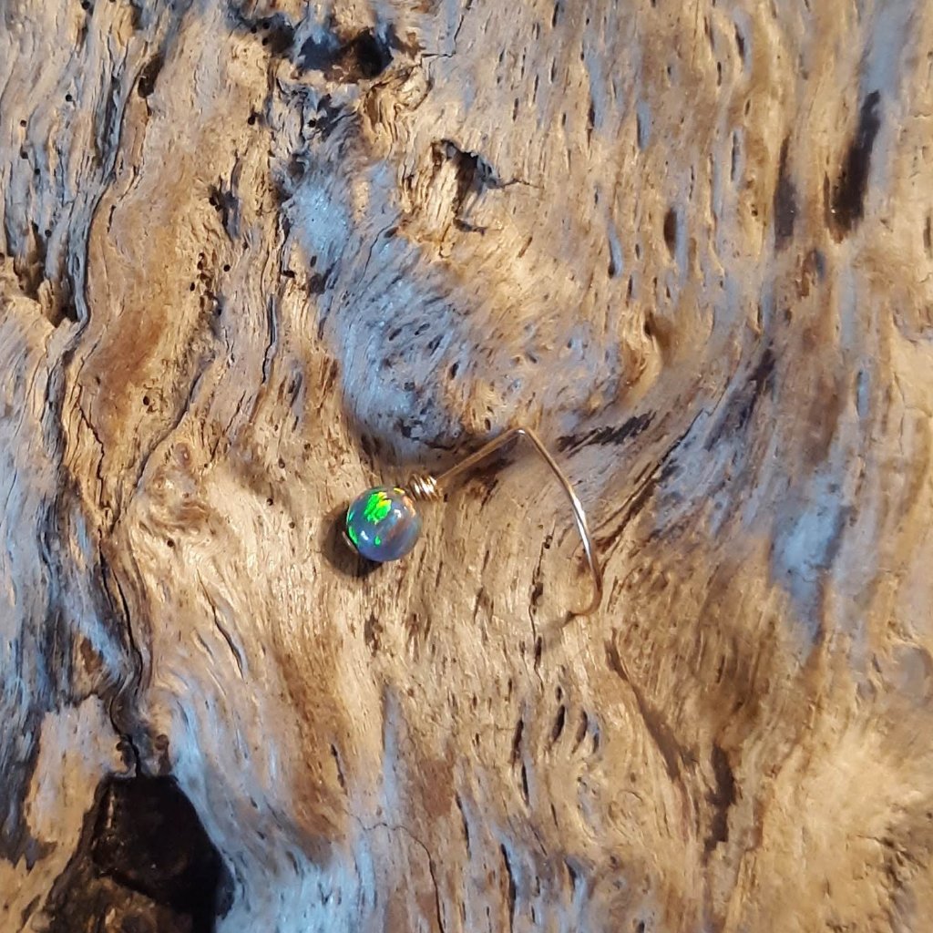 Handcrafted Gold Fire Opal Nose Stud Ring
